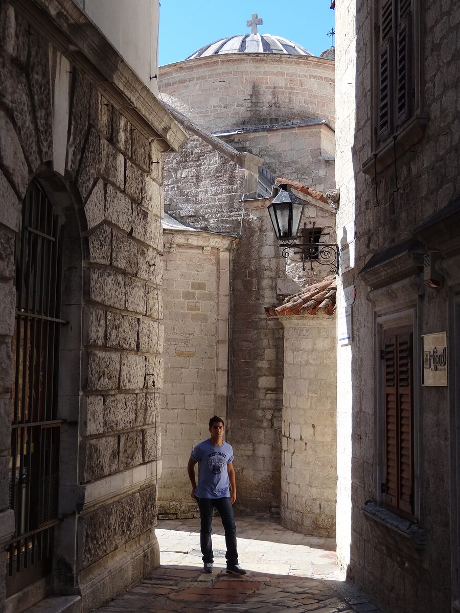 Old Town scene in Kotor Montenegro